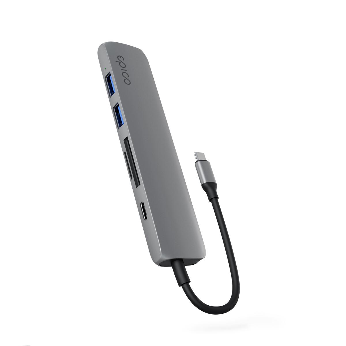 Fotografia produktu: Epico 6v1 hliníkový USB-C 8K húb - šedá
