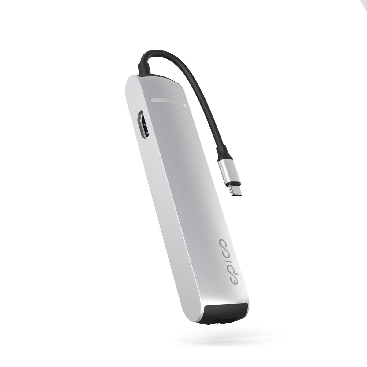 Fotografia produktu: Epico 6v1 Slim Hub 8K s USB-C konektorom - strieborná