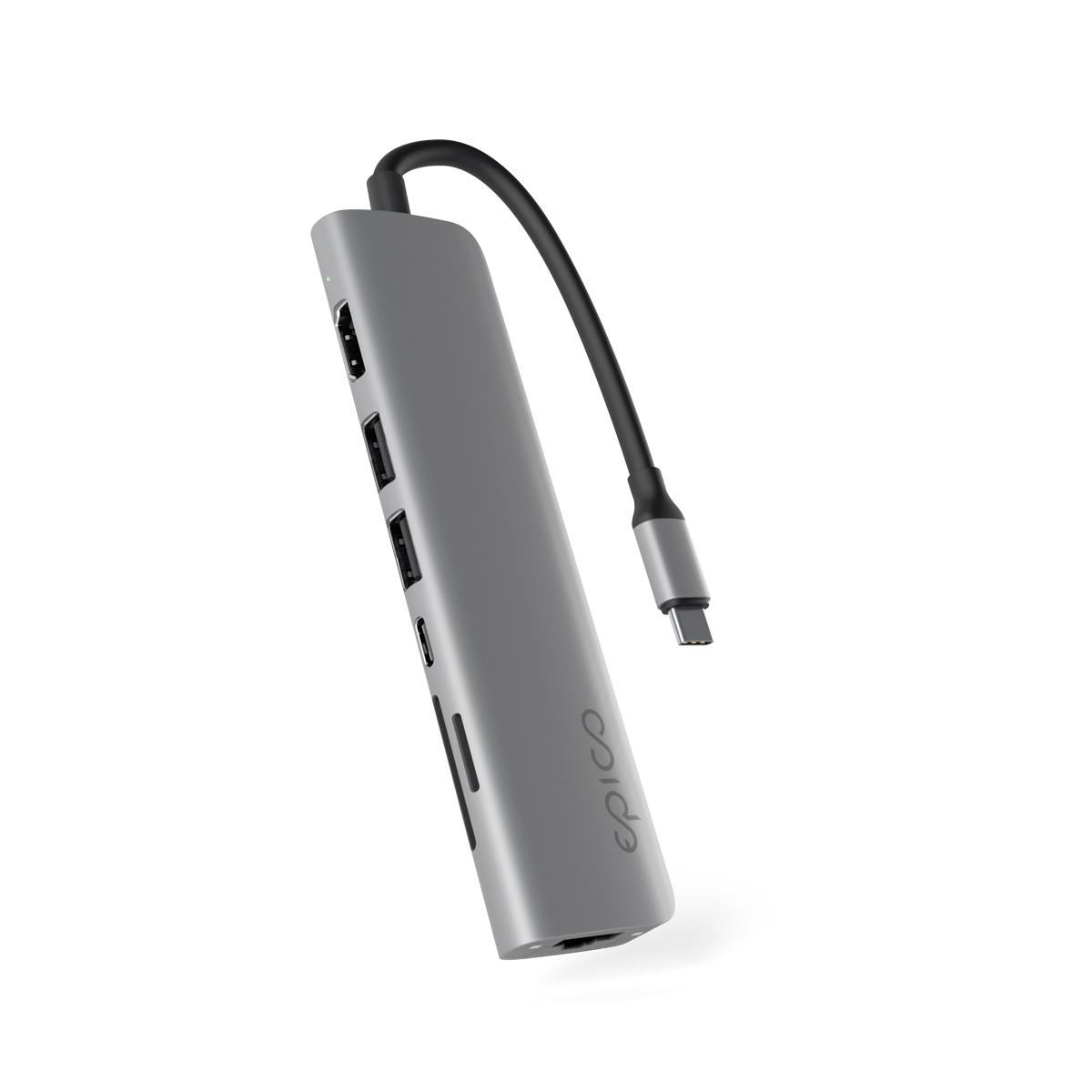 Fotografia produktu: Epico 7v1 Multimedi Hub 8K s USB-C konekt. - šedá