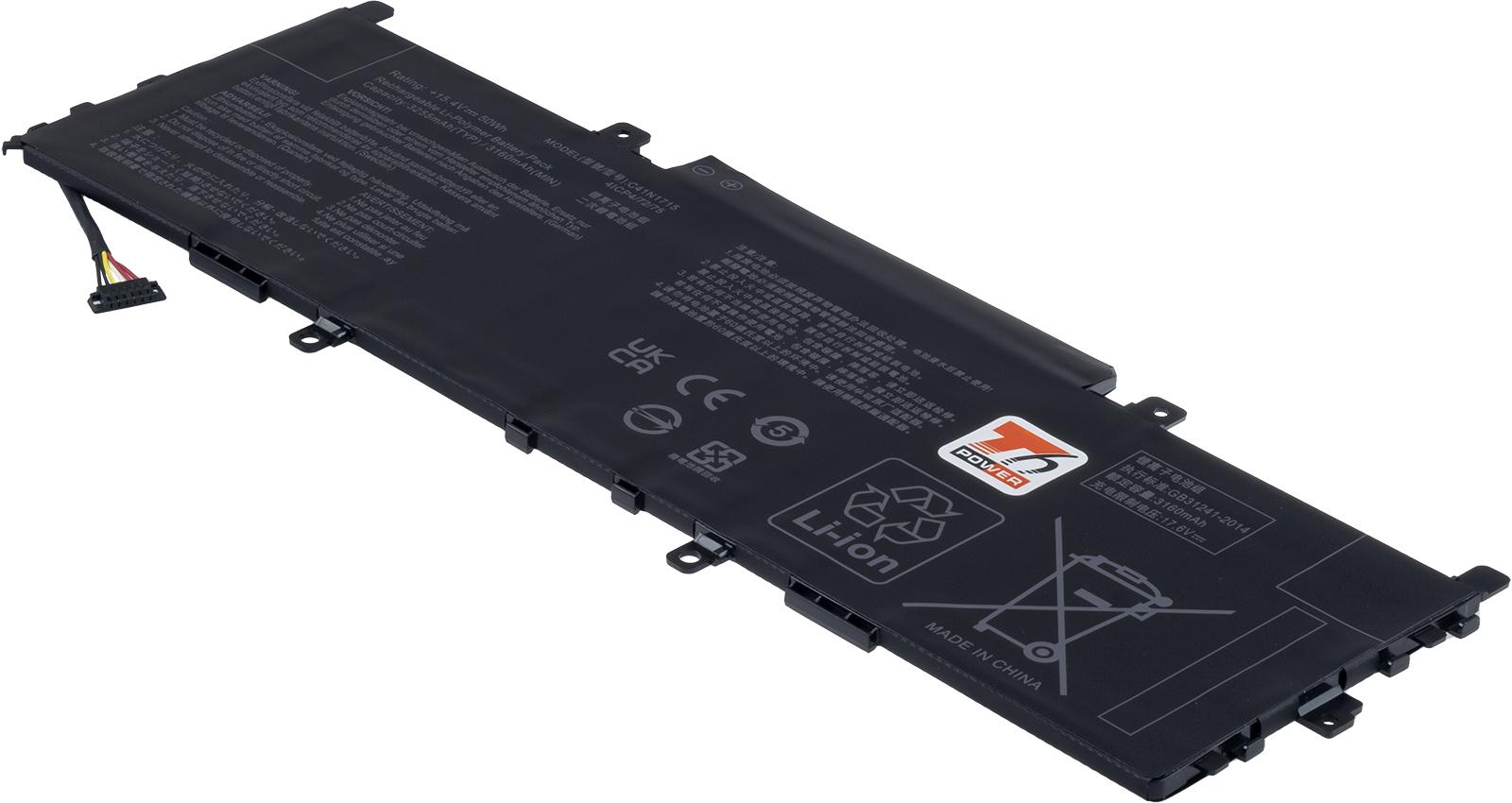 Fotografia produktu: Batéria T6 Power ZenBook UX331UA, UX331UN, UX331FA, UX331FN, 3255mAh, 50Wh, 4cell, Li-pol