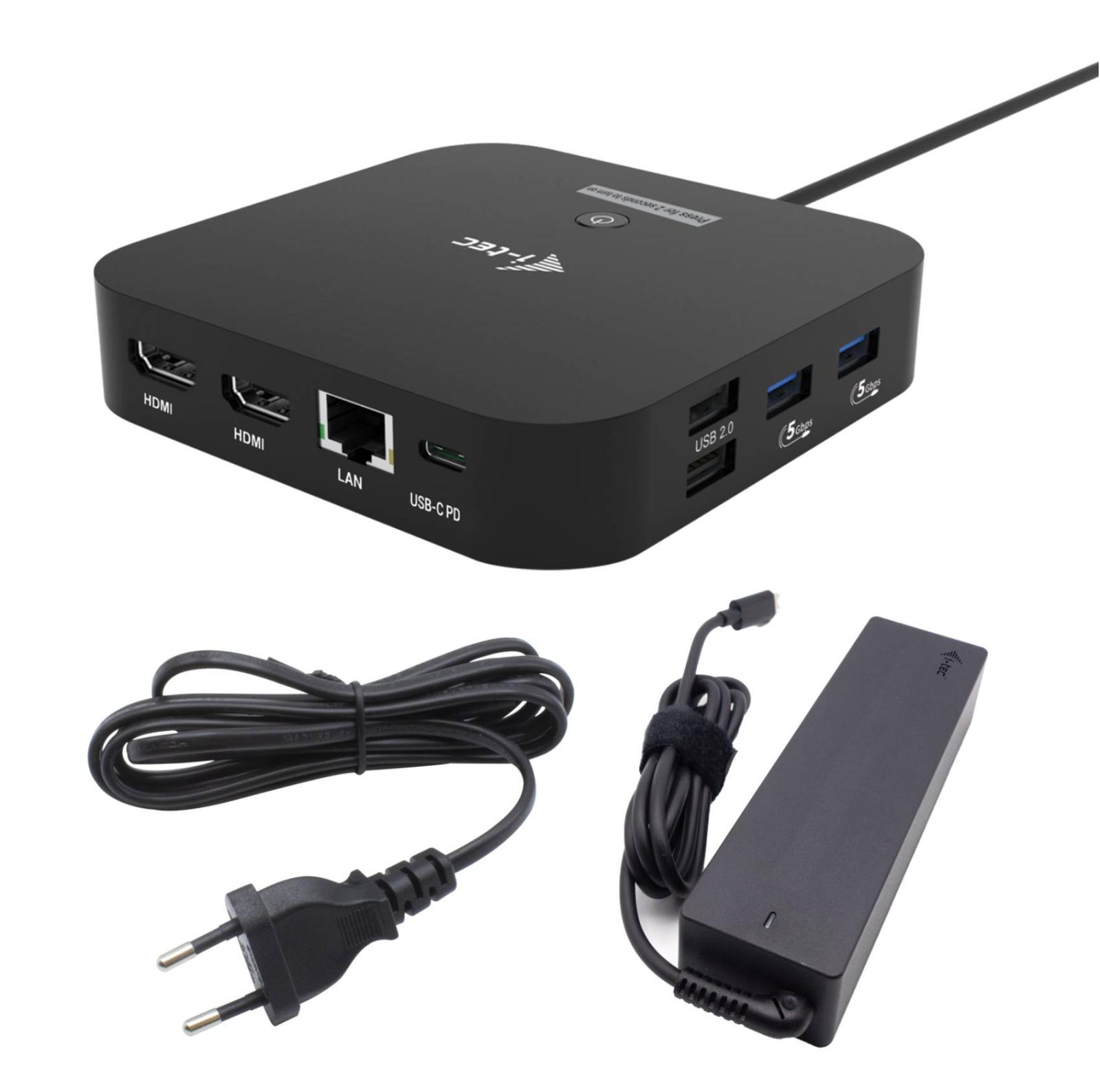 Fotografia produktu: i-tec USB-C Dual HDMI Docking Station with Power Delivery 100W + i-tec Universal Charger 100W