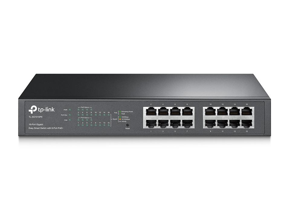 Fotografia produktu: TP-Link TL-SG1016PE 16xGb, (8xPOE+) easy smart rack switch 150W