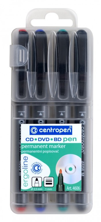 Popisovač Centropen 4606/4 CD/DVD/BD 4 farby valcový hrot 1mm