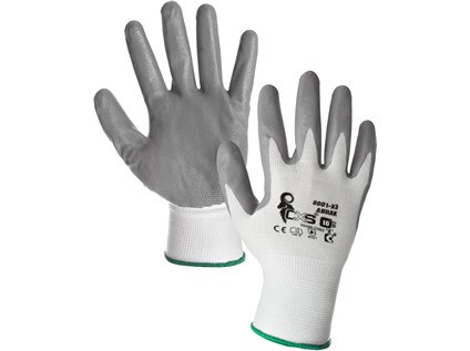 Povrstvené rukavice ABRAK, bielo-šedé, veľ. 08