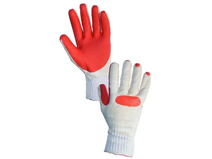 Povrstvené rukavice BLANCHE, bielo-oranžové, vel. 09
