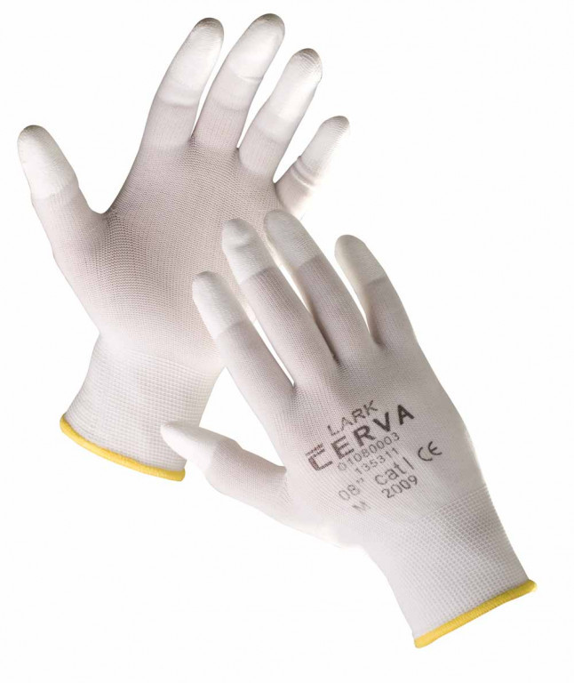 LARK rukavice nylonové PU prsty - 10