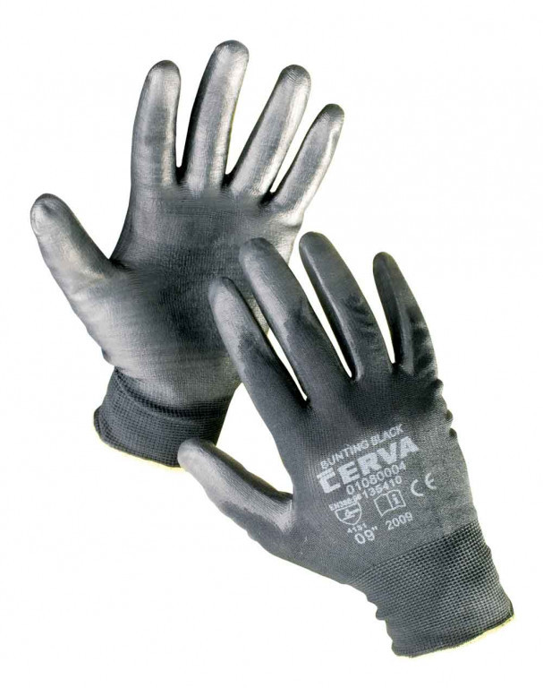 BUNTING BLACK rukavice nylon. PU dlaň - 10