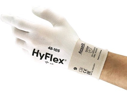 Povrstvené rukavice ANSELL HYFLEX 48-105, biele, vel. 6