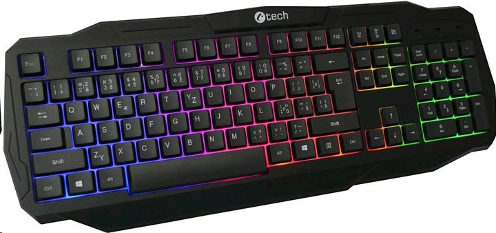 C-TECH klávesnica Arcus (GKB-15), casual gaming, CZ/SK, dúhové podsvietenie, USB