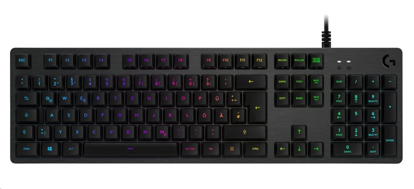 Logitech Gaming Keyboard G512, Mechanical Gaming, Lightsync RGB, Tacticle, Carbon DE