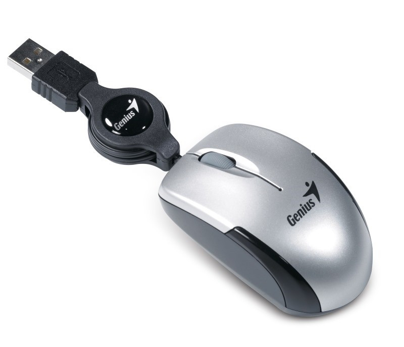 GENIUS myš MicroTraveler V2/ drôtová/ 1200 dpi/ USB/ strieborná