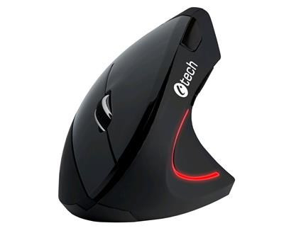C-TECH myš VEM-09, vertikálna, bezdrôtová, 6 tlačidiel, čierna, USB nano receiver