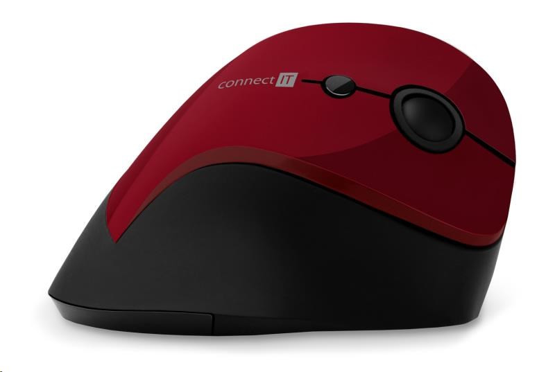 CONNECT IT FOR HEALTH ergonomická vertikálna myš, (+ 1x AA batéria zadarmo), bezdrôtová, červená
