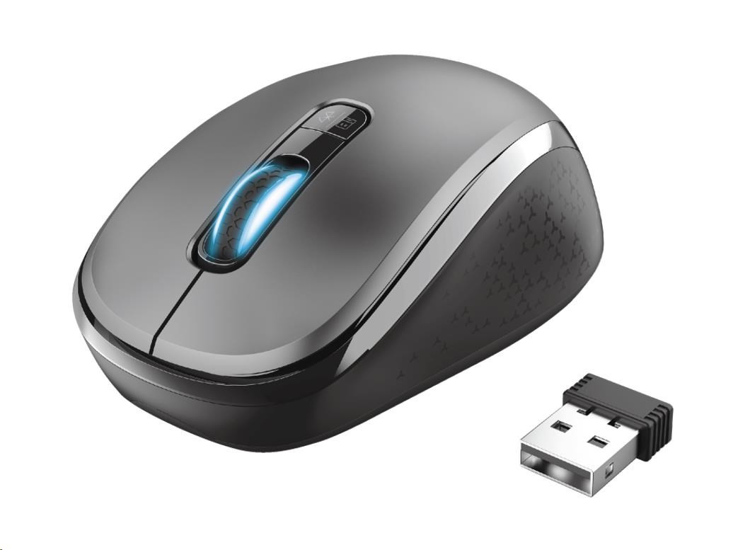 TRUST myš YVI Dual-Mode Wireless Mouse, optická, Bluetooth, čierna
