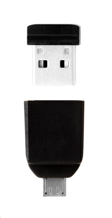 VERBATIM Flash Disk 16GB Store &#39;n&#39; Stay NANO + micro USB OTG adaptér, USB 2.0, čierna
