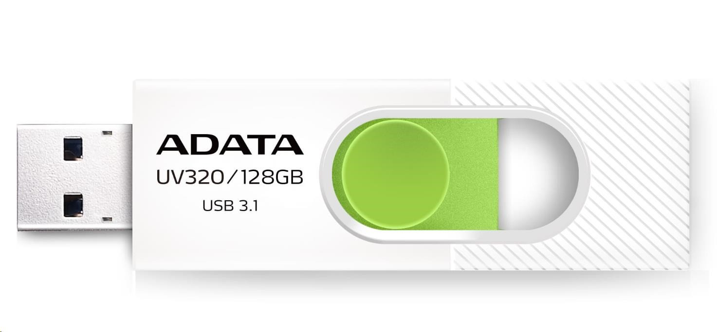 ADATA Flash Disk 128GB UV320, USB 3.1 Dash Drive, biela/zelená