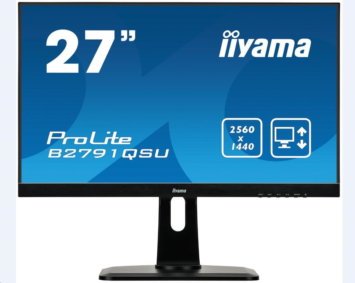 Iiyama monitor ProLite B2791QSU-B1, 68, 6 cm (27&#39;&#39;), DVI, HDMI, USB, Pivot, black