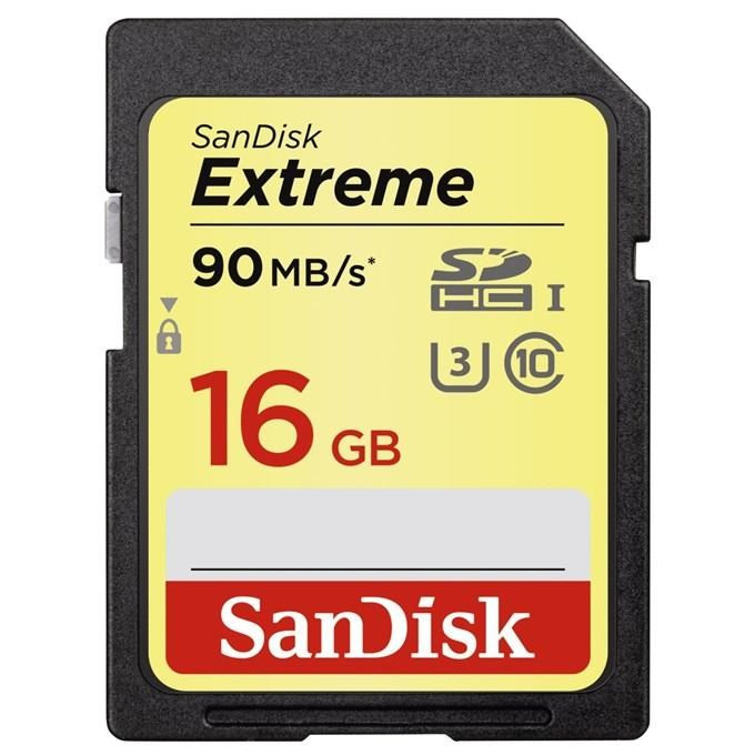 SanDisk SDHC karta 16GB Extreme (90 MB/s Class 10 UHS-I U3)