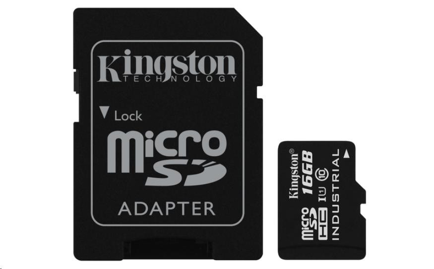 Kingston 16GB microSDHC UHS-I Class 10 Industrial Temp Card + SD Adapter