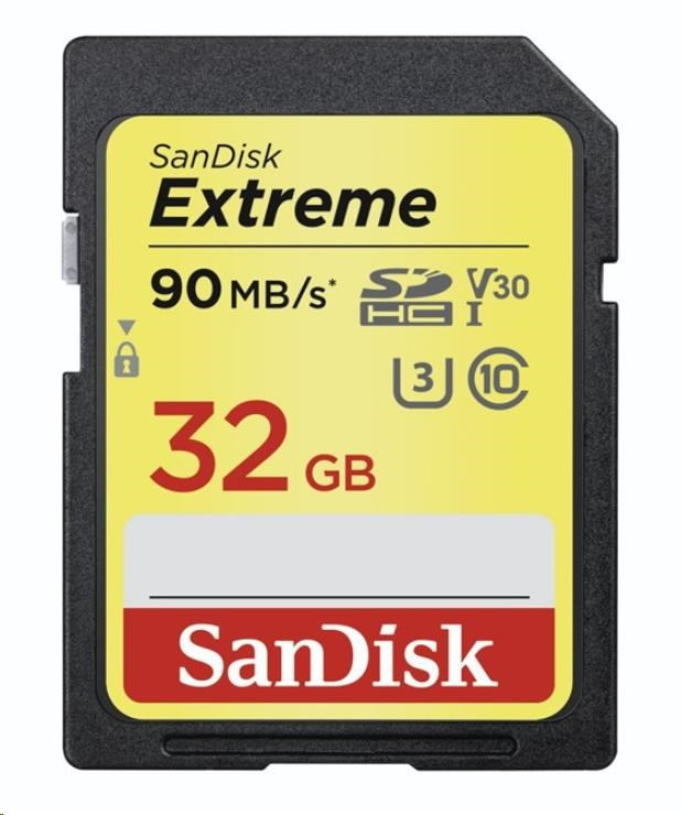 SanDisk SDHC karta 32GB Extreme (90 MB/s Class 10, UHS-I U3 V30)