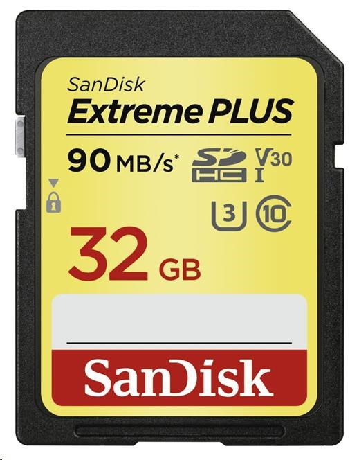 SanDisk SDHC karta 32GB Extreme Plus (90MB/s, V30 UHS-I U3)