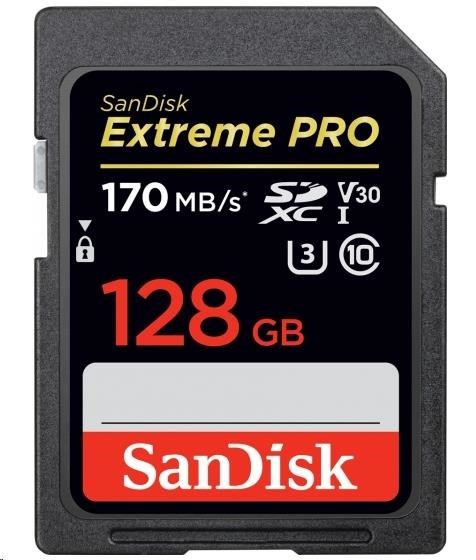 SanDisk SDXC karta 128GB Extreme PRO (R:170/W:90 MB/s, Class 10, UHS-I U3 V30)