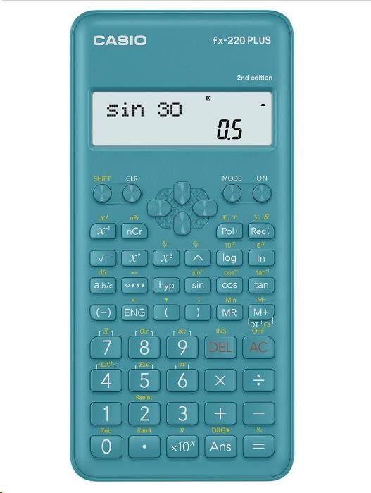 CASIO kalkulačka FX 220 PLUS 2E, modrá, školská, desaťmiestna