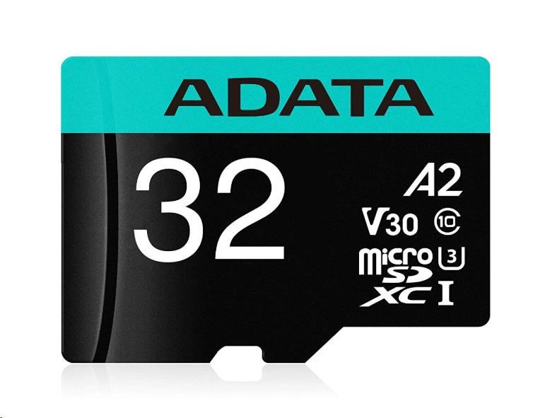 ADATA MicroSDHC karta 32GB Premier Pro UHS-I V30S (R:100MB) + SD adaptér