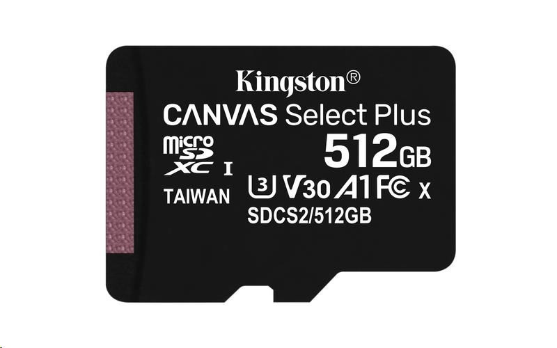 Kingston 512GB micSDXC Canvas Select Plus 100R A1 C10 - 1 ks