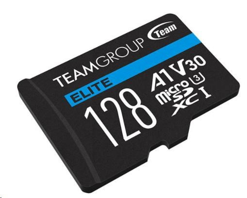 TEAM MicroSDXC karta 128 GB ELITE A1 V30 UHS-I U3 (90/45 MB/s) + SD adaptér