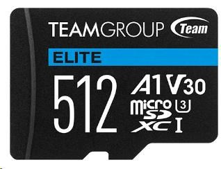 TEAM MicroSDXC karta 512 GB ELITE A1 V30 UHS-I U3 (90/45 MB/s) + SD adaptér