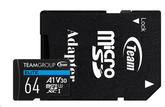 TEAM MicroSDXC karta 64 GB ELITE A1 V30 UHS-I U3 (90/45 MB/s) + SD adaptér