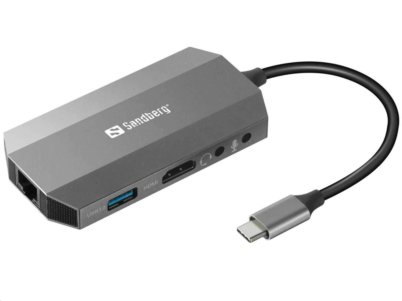 Sandberg mini HUB USB-C, 6v1, HDMI + SD + USB + 3, 5 mm jack + RJ45 + USB-C
