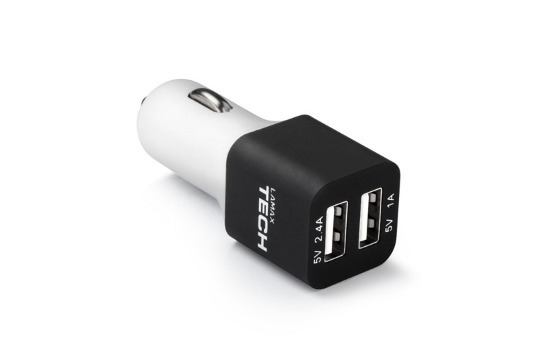 LAMAX Tech USB Car Charger 3.4A - USB nabíjačka do auta (2x USB) - čierna / biela