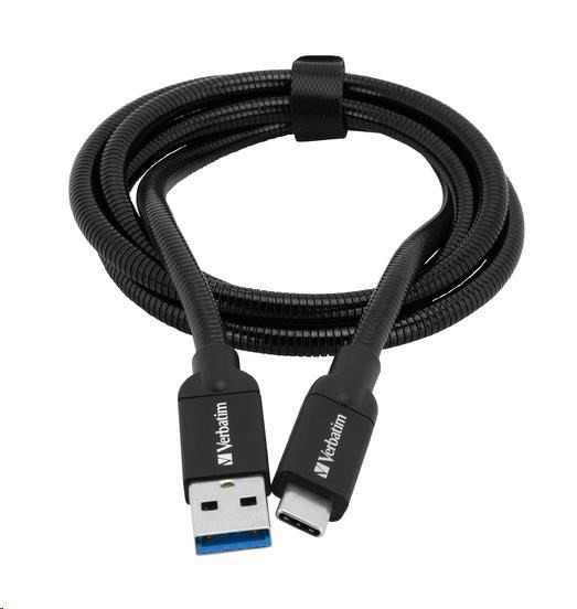 VERBATIM kábel USB 3.1 Type-C do USB-A Stainless Steel Cable 100cm GEN2 (Black)