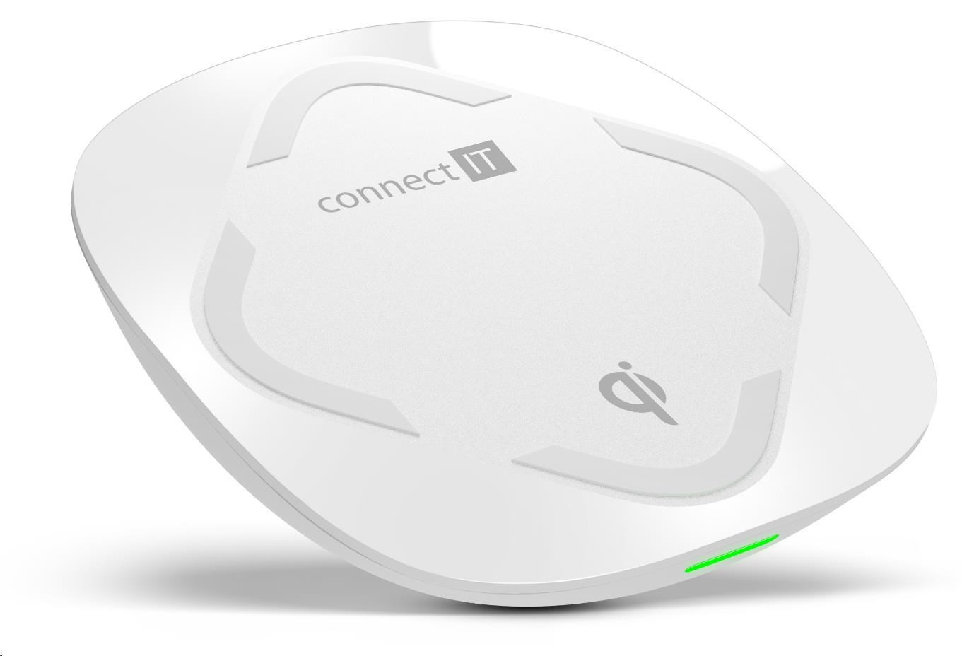 CONNECT IT Qi CERTIFIED Wireless Fast Charge bezdrôtová nabíjačka, 10 W, biela