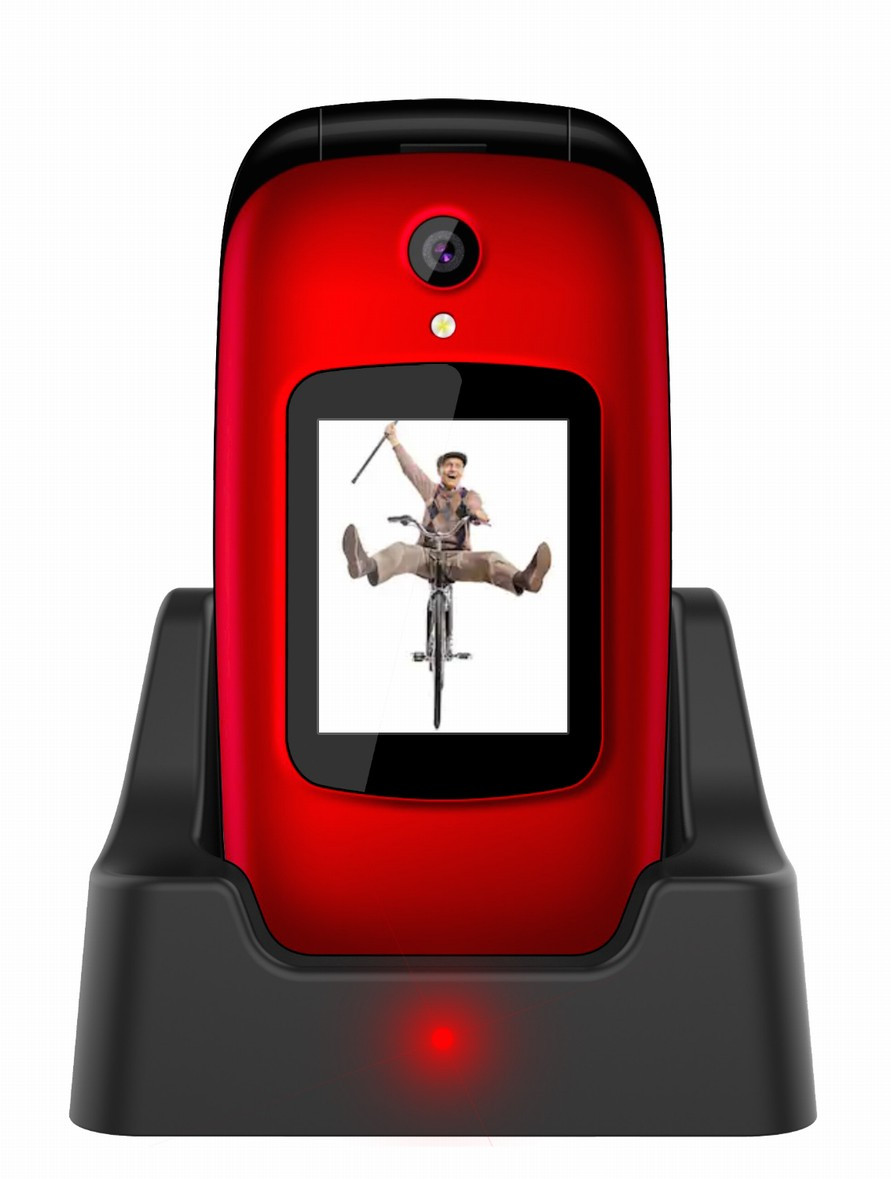 EVOLVEO EasyPhone FD, mobilný telefón pre seniorov s nabíjacím stojanom (červená farba)