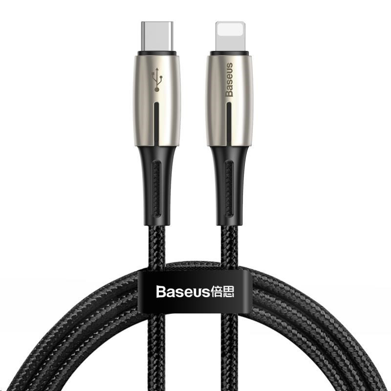 Baseus Waterdrop Series nabíjací / dátový kábel USB-C na Lightning 1, 3m, čierna