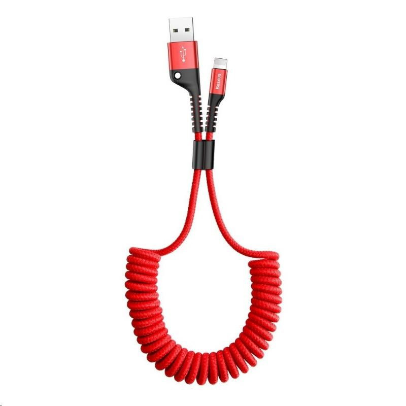 Baseus Fish Eye pružinový nabíjací / dátový kábel USB na USB-C 2A 1m, červená