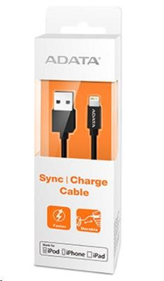 ADATA Sync & Charge Lightning kábel - USB A 2.0, 100cm, plastový, čierny