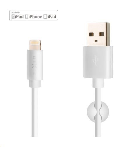 FIXED dátový a nabíjací kábel, USB-A -> Lightning (MFI), 20 W, dĺžka 1 m, biela