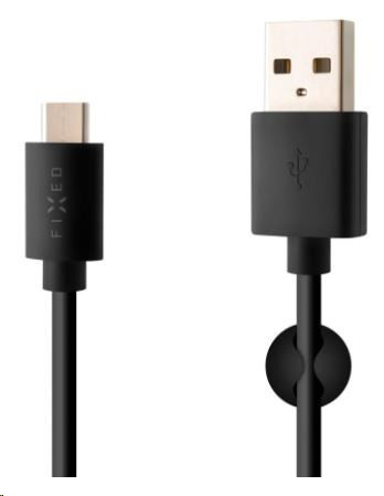 FIXED dátový a nabíjací kábel, USB-A -> USB-C, 20 W, dĺžka 2 m, čierna