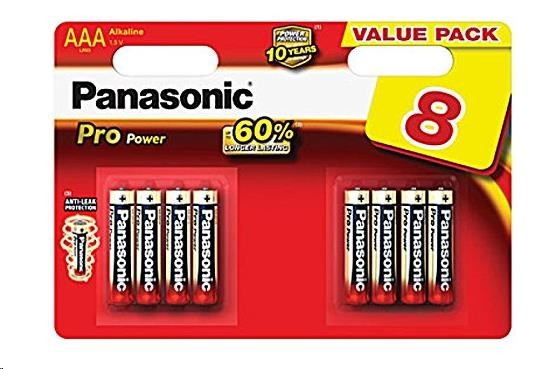 PANASONIC Alkalické batérie Pro Power LR03PPG/8BW AAA 1, 5V (Blister 8ks)