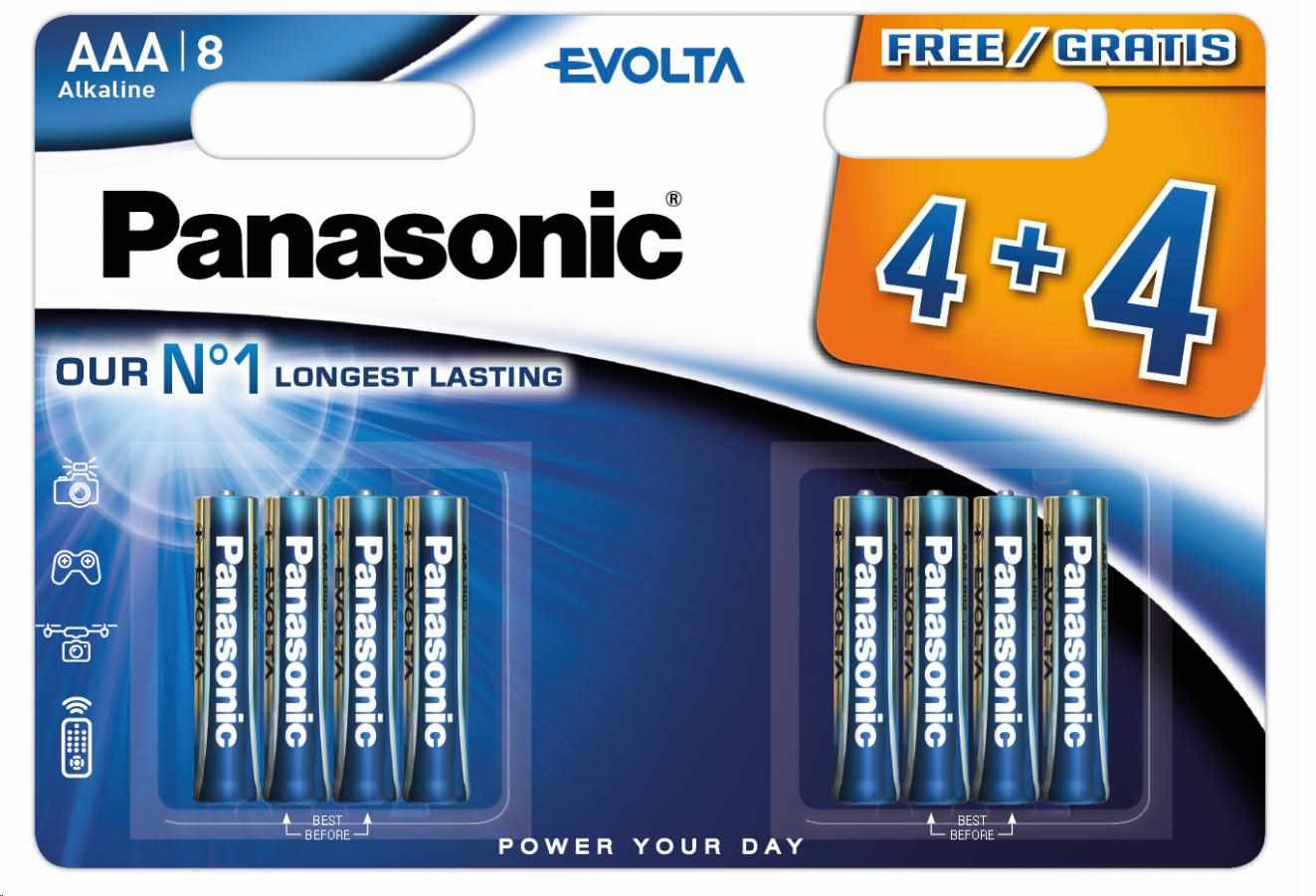 PANASONIC Alkalické batérie EVOLTA Platinum LR03EGE/8BW 4+4F AAA 1, 5V (Blister 8ks)