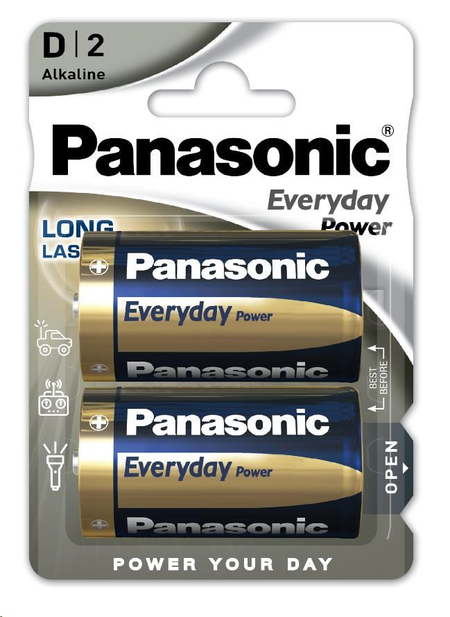 PANASONIC Alkalické batérie Everyday Power LR20EPS/2BP D 1, 5V (Blister 2ks)