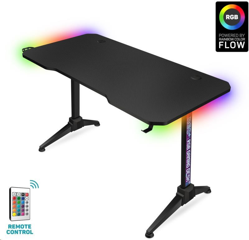 CONNECT IT NEO+ herný stôl s RGB podsvietením, čierna