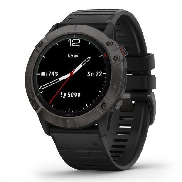Garmin GPS športové hodinky fenix6X Sapphire PRO, GrayDLC/Black Band (MAP/Music)