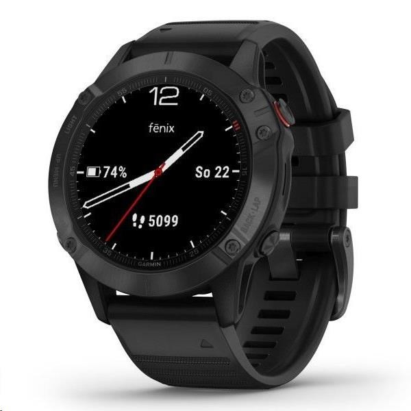 Garmin GPS športové hodinky fenix 6 PRO Glass, Black/Black Band (MAP/Music)