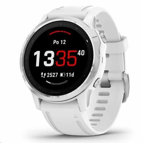 Garmin GPS športové hodinky fenix6S Glass, Silver/White Band