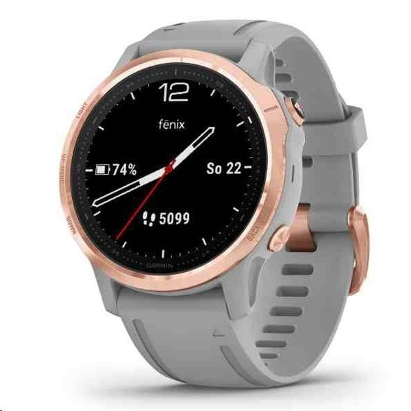 Garmin GPS športové hodinky fenix6S PRO Sapphire, RoseGold/Gray Band (MAP/Music)